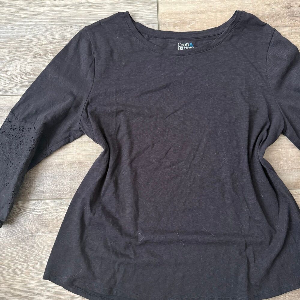 Croft & Barrow Basic Black Sleeved Top